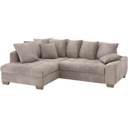 Ecksofa MR. COUCH "Nikita II, L-Form", beige, B:243cm H:88cm T:190cm, Dolce (100% Polyester), Sofas, Wahlweise mit Kaltschaum, EasyBett, Bettkasten