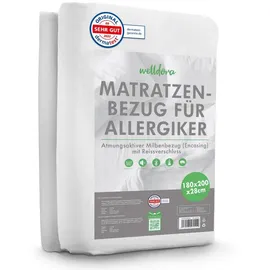 welldora ǀ Premium Milbenbezug Matratzen 180x200x28 ǀ Allergiker Matratzenschoner fachärztlich getestet ǀ Encasing mit Reissverschluss ǀ Allergiker Bettwäsche