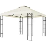 Outsunny Pavillon mit Doppeldach, ca. 3x3 m Wasserabweisend Stabil Winterfest Gartenpavillon mit UV-Schutz Partyzelt aus Metall, für Garten, Terrasse, Cremeweiß   Aosom