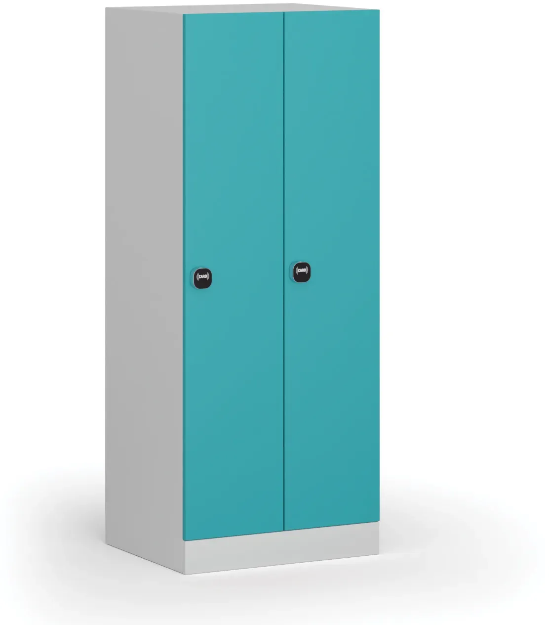 Metallspind S1, niedrig, 2 Abteile, 1500 x 600 x 500 mm, RFID-Schloss, grüne Tür