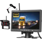 OiLiehu Kabellose Digitale Rückfahrkamera Set, AHD Rückfahrkamera IP68 Infrarot-Nachtsicht Kamera, 1080P Funk Rückfahrkamera mit 7" IPS Monitor, Drahtlose Rückfahrkamera mit Toter-Winkel-Warnung