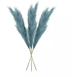 Layba Künstliches Pampasgras Deko in Blau Boho Künstlpflanze - 3 Stück 100cm, Ideal für Hochzeitsdeko, Wohnzimmer & Schlafzimmer