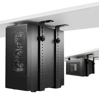PC Halterung Untertisch Höhenverstellbar – Computerhalterung für Schreibtisch, Universale PC Aufhängung für Tower-Gehäuse, Stabile Metallkonstruktion bis 45 kg, Holder für Büro & Gaming Setup