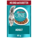 PURINA ONE ADULT KATZENFUTTER NASSFUTTER MIT RIND UND KAROTTEN 26 x 85g