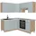 Vicco Winkelküche L-Form 190 cm Hellblau-grau/Goldkraft Eiche