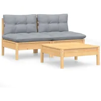 vidaXL Garten-Lounge-Set 3-tlg. grau