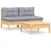 vidaXL Garten-Lounge-Set 3-tlg. grau