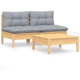 vidaXL Garten-Lounge-Set 3-tlg. grau