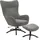 Actona Loungesessel ACTONA GROUP "Tina", grau (anthrazit), B:76cm H:105cm T:86cm, 100% Polyester, Sessel, mit Fußhocker, Dreh- und Kippfunktion für besonders bequemes Sitzen
