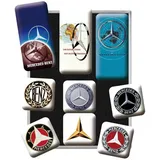 Nostalgic-Art Magnete Mercedes-Benz Logo Evolution Magnetset verschiedene Motive und Größen, 9 Stück,