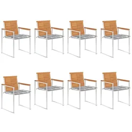 vidaXL Gartenstuhl 8 St. mit Kissen 8 x 8 x 8 cm grau