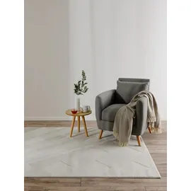 benuta Basic Teppich Claire - Creme 200x300 cm - Minimalistischer Wohnzimmerteppich im Geometrischen Retro-Stil - Pflegeleicht - Fußbodenheizung Geeignet