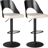 Costway Barhocker Kunstleder schwarz 2er Set