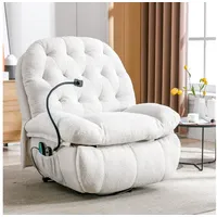 Ulife TV-Sessel Relaxsessel Massagesessel, mit Vibration und Wärme, Handyhalterung, Aufstehhilfe weiß