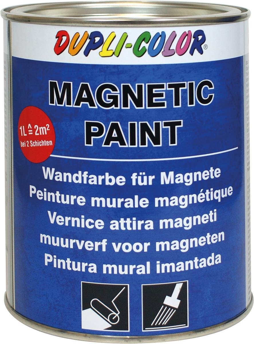 Dupli-Color Wandfarbe Magnetic Paint 1 L, hellgrau matt, VOC = 0,01%, Innenfarbe, Magnetfarbe