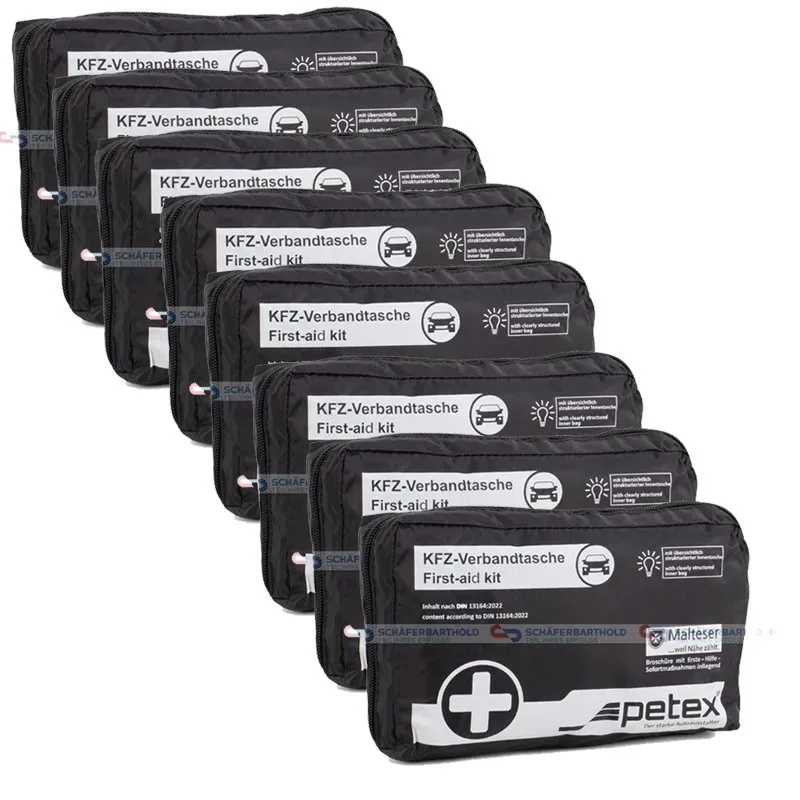 8x Verbandtasche Verbandstasche Erste-Hilfe Verbandskasten PKW DIN13164 SCHWARZ