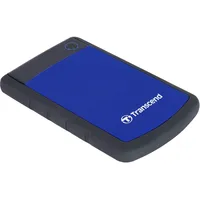 Transcend TS1TSJ25H3B 1TB portable Festplatte (HDD) in grau/blau mit Backup-Funktion (Datensicherung per Knopfdruck) und Schutzhülle, stoßfest, robust Plug und Play