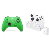 Xbox Wireless Controller – Velocity Green+Venom Ladestation mit wiederaufladbarem Akku – Weiß Series X & S One