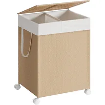songmics home SONGMICS Wäschekorb Wäschekorb Rattan-Optik mit Deckel naturbeige 100 L