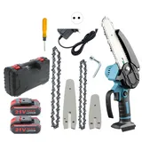 Ailgely Mini-Akku-Kettensäge 6 und 4 Zoll, 21 V, handgeführte elektrische Kettensäge, kleine Akku-Astsäge, 2x2000 mAh, 2 Ketten, zum Schneiden von Ästen und Holz im Garten
