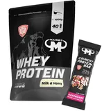 1kg Mammut Whey Protein Eiweißshake - Set (Milk & Honey + Protein Bar (Raspberry))