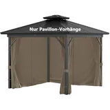 4 Seitenteile Pavillon 3x3m Wasserdicht Seitenwände UV Schutz (Braun)