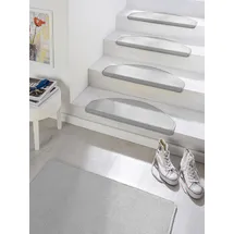 HANSE HOME »Fancy«, halbrund, 7 mm Höhe, 15 Stück, Treppenmatten, Selbstklebend, Stufenteppich, Treppenstufen grau ca. 23x65cm