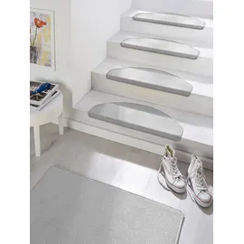 HANSE HOME »Fancy«, halbrund, 7 mm Höhe, 15 Stück, Treppenmatten, Selbstklebend, Stufenteppich, Treppenstufen grau ca. 23x65cm