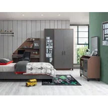 aea Modernes 3-teiliges Möbelset aus Holz in Grau für Schlafzimmer - Grau