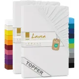 2er Set Lavea Topper Spannbettlaken - Spannbetttuch Jersey Topper Serie Maya, 90x200cm | 100x200cm, Weiß, 100% Baumwolle, hochwertige Verarbeitung, mit Gummizug