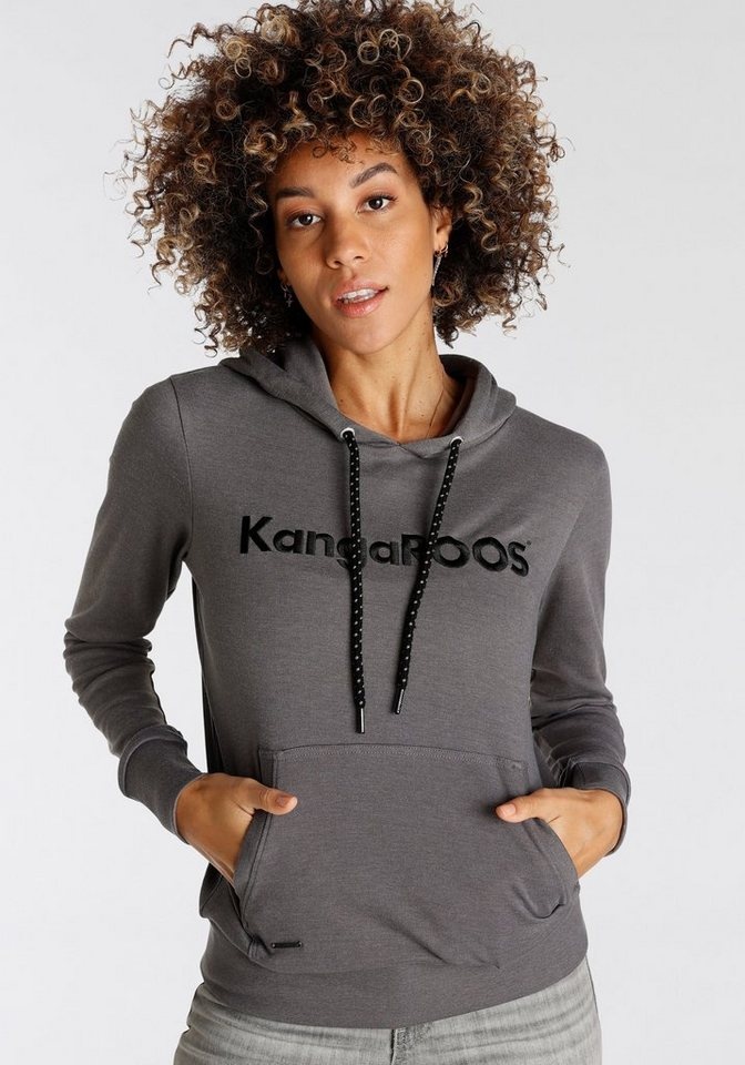KangaROOS Kapuzensweatshirt mit großer Logo-Stickerei grau 36/38 (S)
