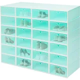 UHDUIG Schuhboxen Stapelbare Schuh Organizer 24 Stück mit Transparent Deckel Zusammenklappbares Schuhaufbewahrungsboxen für Einschließlich Turnschuhe High Heels 33x23x14cm (Grün)