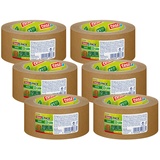 Tesa tesapack Paper ecoLogo im 6er Pack - Umweltgerechtes Paketband aus Papier, 60 % biobasiertes Material - Braun - 6 Rollen je 50 m x 50mm