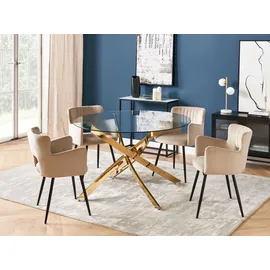 Beliani Esstisch Ø 120 cm transparent/gold
