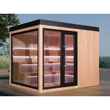 AWT Saunahaus Gartensauna Außensauna THE CUBE X7-L , Hemlock, 300x235, ohne Ofen