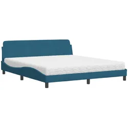 Bett mit Matratze Blau 180x200 cm – Luxus und Komfort in Samt