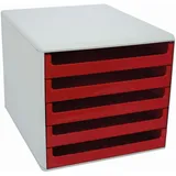 M&M Schubladenbox 28,5 x 35,7 cm 5-tlg. rot