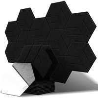 Uoisaiko 12 Stück Hexagon Akustikplatten Selbstklebend, Akustikpaneele Schallabsorber für Tonstudio, Büro, Studio und Wanddekoration, 30x26x1cm