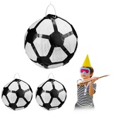 relaxdays Papierdekoration 3 x Pinata Fußball schwarz|weiß