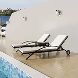 2x Sonnenliege Gartenliege Relaxliege Gartenmöbel mit Tisch Poly Rattan Liege DE