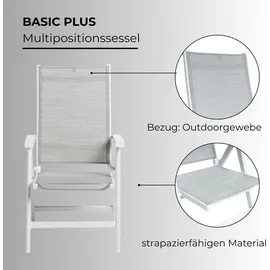 Kettler Basic Plus Gartenstuhl 61 x 61 x 109 cm weiß matt/hellgrau