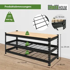 Baumarktplus Schuhregal 115 x 54 x 40 cm höhenverstellbar Sitzbank schwarz