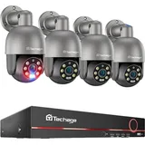 8CH POE CCTV Sicherheitskamerasystem, 5MP HD Auflösung, KI-Gesichtserkennung, 8CH 4 PTZ Kamera, 3T (Outdoor-Sport)