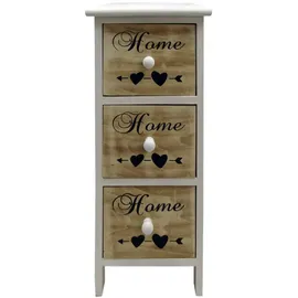 Mobili Rebecca Nachtschrank 3 Schubladen 59 x 30 x 26 cm Weiß/Braun