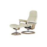 Stressless Relaxsessel Leder 91 x 102 x 79 cm creme mit Hocker