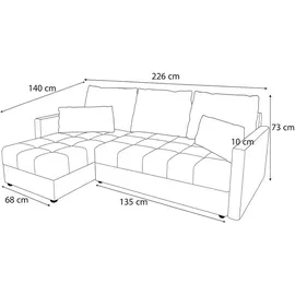 ax living Ecksofa Klein mit Schlaffunktion Dolceo Pik Dunkelgrau 226cm