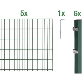 GAH ALBERTS Doppelstabmattenzaun Set 5 Matten 1,60 x 10 m grün 643836