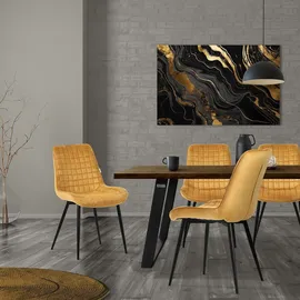 ML-Design Esszimmerstühle 6er Set Senfgelb, Sitzfläche aus Samt mit Rückenlehne