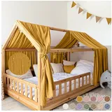 lilimaus Hausbett Himmel mit Gold Applikation [in 12 Farben] Betthimmel Hausbett aus 100% Baumwolle Musselin - Stoffhimmel für Hausbett Deko Mädchen & Jungen - Himmel für Hausbett Kinderbett Vorhang