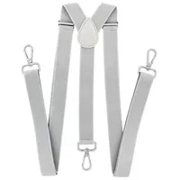 axy Herren Hosenträger mit 3 robusten Karabiner Verschluss 2,5 cm breit Y-Form stufenlos verstellbar (Lichtgrau) - Einheitsgröße